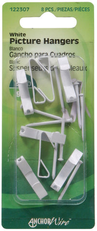 Hillman AnchorWire Steel-Plated White Standard Picture Hanger 20 lb. 8 pk (Pack of 10)