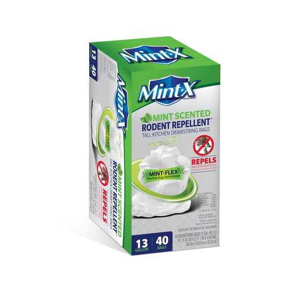 Bolsas altas para cocina con cordón y aroma a menta de 13 galones Mint-X, paquete de 40 (paquete de 6)