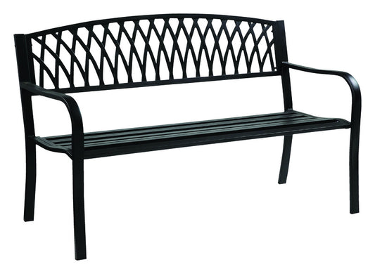 Living Accents Black Cast Iron Grass Back Park Bench 33.46 in. H X 50 in. L X 23.62 in. D