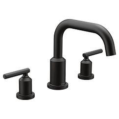 Matte black two-handle non diverter roman tub faucet