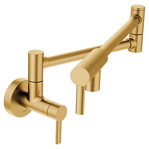 Brushed gold one-handle kitchen faucet
