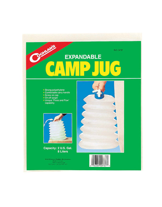 Coghlan's White Expandable Camp Jug 12.000 in. H X 10.375 in. W X 2 in. L 2 gal 1 pk