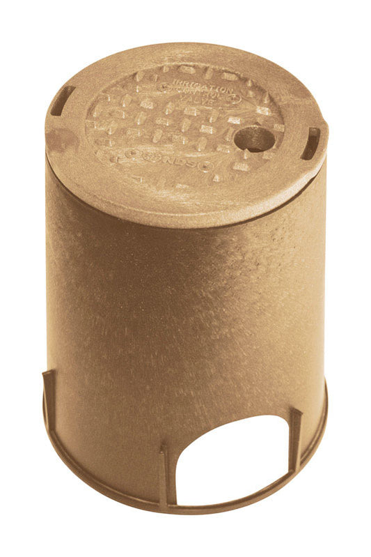 NDS 8.4 in. W X 9.1 in. H Round Valve Box with Overlapping Cover Brown