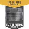 STZ Industries 1-1/4 in. MIP each X 1/2 in. D FIP Black Malleable Iron Hex Bushing