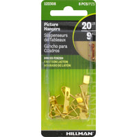 Hillman AnchorWire Brass-Plated Gold Conventional Picture Hanger 20 lb. 8 pk (Pack of 10)