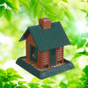 North States Log Cabin Wild Bird 1 lb Plastic Log Cabin Hopper Bird Feeder 4 ports