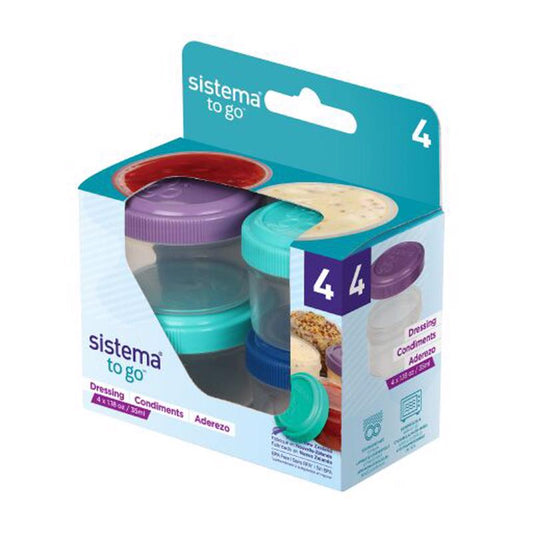 Sistema Assorted Colors Food Storage Container 1.18 oz. with Screw Tight Lid (Pack of 12)