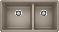BLANCO 441296 Precis Silgranit 60/40 Double Bowl Undermount Kitchen Sink, 33" L X 18" W - Truffle - Open Box