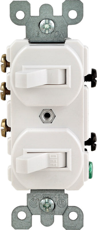 Leviton 15 amps Single Pole or 3-way Rocker Duplex Combination Switch White 1 pk