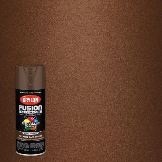 Krylon Fusion All-In-One Metallic Dark Copper Paint + Primer Spray Paint 12 oz (Pack of 6).