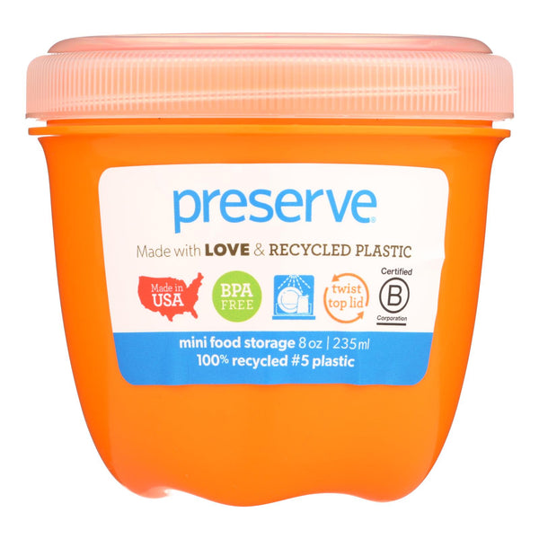 Preserve Food Storage Container - Round - Mini - Orange - 8 oz - 1 Count - Case of 12 (Pack of 12)