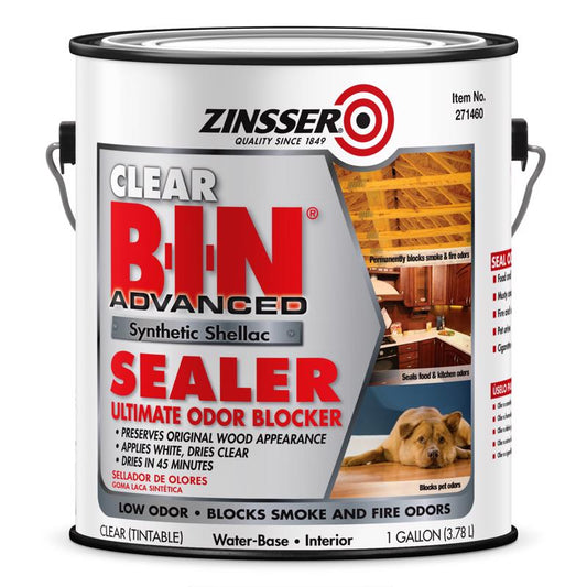 Zinsser BIN Advanced Clear Shellac-Based Odor Blocking Sealer 1 gal (Pack of 2).
