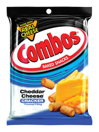 Combos Baked Snacks Cheedar Cheese Cracker Filled Pretzels 6.3 oz. Pegged (Pack of 12)