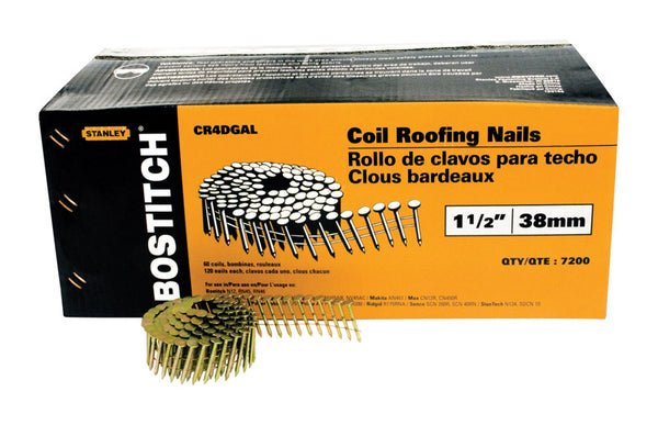 Bostitch 1-1/2 in. L Galvanized Roofing Nails 15 deg 7200 pk - Open Box