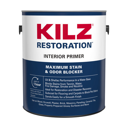 KILZ Restoration White Flat Water-Based Primer and Sealer 1 gal. (Pack of 4)