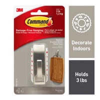 3M Command 3-1/8 In. L Brushed Nickel Metal Medium Modern Reflections Bath Coat/Hat Hook 3 Lb. Capacity