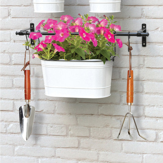 Panacea 7.5 in. H X 13.625 in. W X 7.25 in. D Metal Vintage Milkhouse Tub Wall Planter Kit White