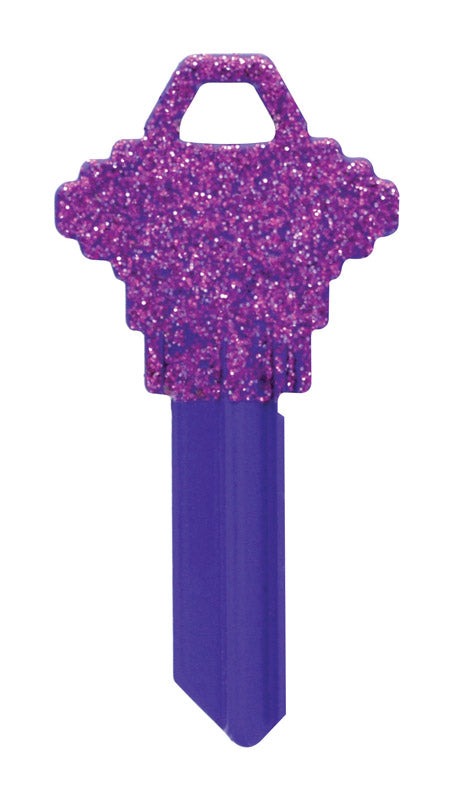 Hillman DIVA Purple Glitter House/Office Universal Key Blank Single (Pack of 6).