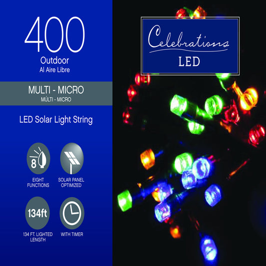 Celebrations LED Micro Multicolored 400 ct String Christmas Lights 134 ft.