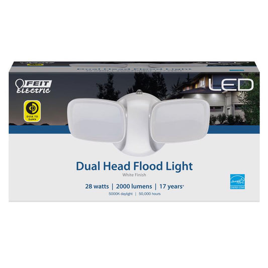 Feit Electric 120 V 28 W 5000K 2000 Lumens Dusk to Dawn Hardwired LED White Security Floodlight