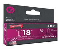 Arrow Fastener 3/8 in. L x 3/16 in. W Galvanized Steel Round Crown Wire Staples 18 Ga. 10 (Pack of 5)