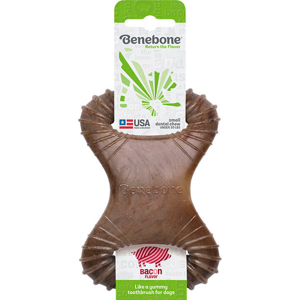 Benebone Dental Chew Dog Toy Bacon Flavor Small Durable Nylon for Dogs Under 30 lbs