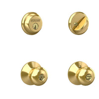 Schlage Plymouth Bright Brass Deadbolt and Entry Door Knob 1-3/4 in. - Open Box