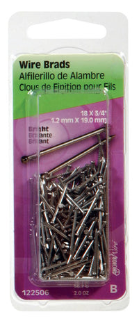 Hillman 18 Ga. x 3/4 in. L Bright Steel Brad Nails 1 pk 2 oz. (Pack of 6)