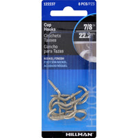 Hillman Small Metal 7/8 in. L Cup Hook 1 lb 8 pk