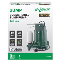 Zoeller 1/3 HP 2880 gph Cast Iron Vertical Float Switch AC Submersible Sump Pump 9 ft - Deal of The Week