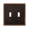 Amerelle Imperial Bead Aged Bronze 2 gang Die-Cast Metal Toggle Wall Plate 1 pk