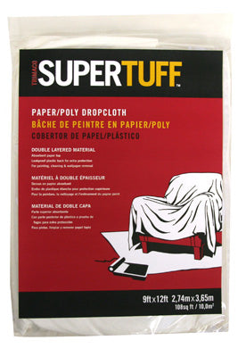Trimaco SuperTuff 9 ft. W X 12 ft. L Paper/Poly Drop Cloth 1 pk