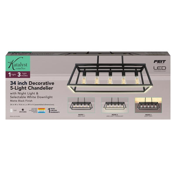 Araña de 5 luces Feit, negra mate