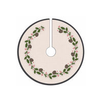 Celebrations Multicolored Faux Linen with Wreath Print Tree Skirt Indoor Christmas Decor 28 in. (Pack of 4)