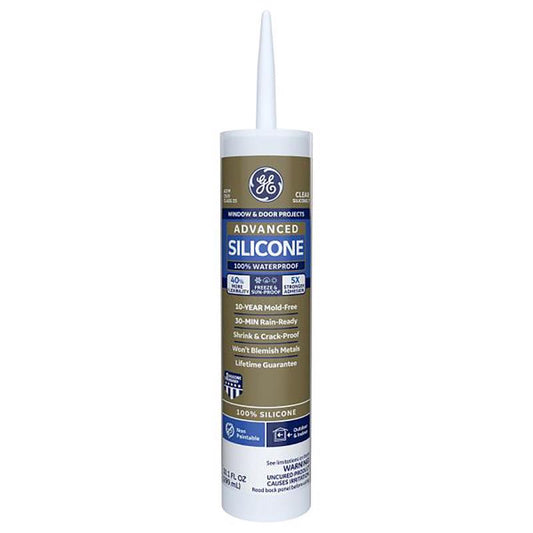GE Silicone 2 Clear Silicone 2 Window and Door Silicone 10.1 oz. (Pack of 12)