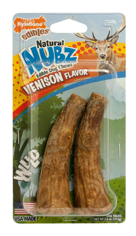 Nylabone Nubz Venison Chews For Dogs 2.8 oz 4.3 in. 2 pk