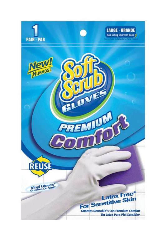 Soft Scrub Vinyl Cleaning Gloves L White 1 pair