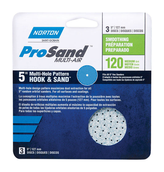 Norton ProSand 5 in. Ceramic Alumina Hook and Loop A975 Sanding Disc 120 Grit Medium 3 pk