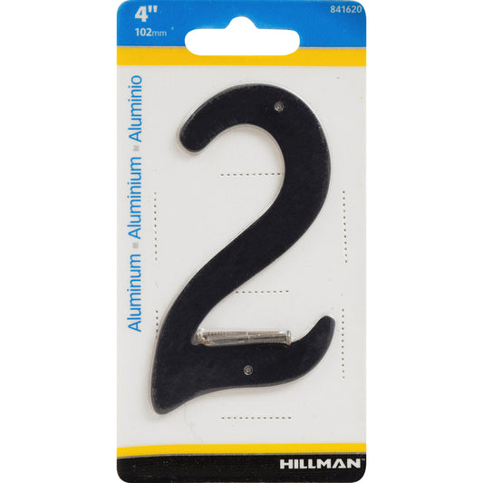 Hillman 4 in. Black Aluminum Nail-On Number 2 1 pc (Pack of 3)