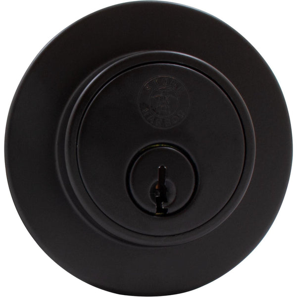 Cerrojo redondo contemporáneo de grado 3, entrada de llave SC, negro mate de Stone Harbor Hardware