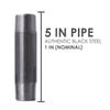 BK Products 1 in. MPT x 5 in. L Black Steel Nipple (Pack of 5)