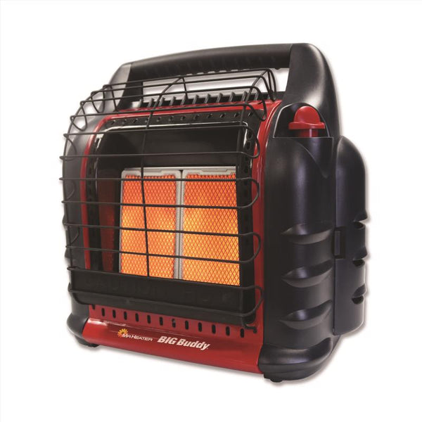 Calefactor portátil radiante de propano Mr. Heater Big Buddy de 18000 Btu/h para 450 sq ft - Caja abierta