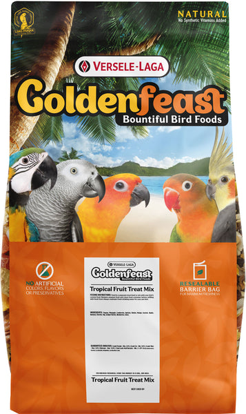 Mezcla de frutas tropicales Goldenfeast, golosina natural de frutas secas para loros, guacamayos y cacatúas, 17.5 lb