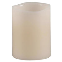 Everlasting Glow Bisque Vanilla Scent Wavy Edge Pillar Flameless Flickering Candle - Open Box