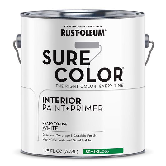 Rust-Oleum Sure Color Semi-Gloss White Water-Based Paint + Primer Interior 1 gal (Pack of 2)