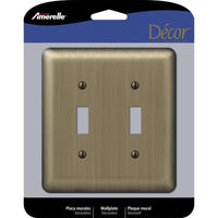 Amerelle Devon Brushed Brass 2 gang Stamped Steel Toggle Wall Plate 1 pk - Deal of The Week