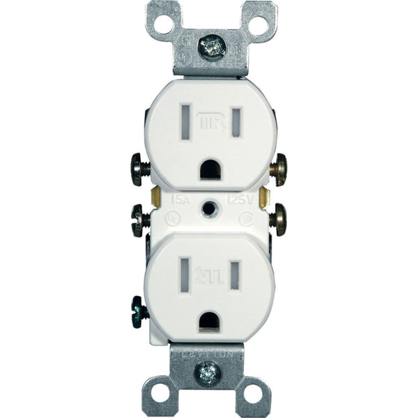 Leviton 15 amperios 125 V Duplex Blanco Tomacorriente 5-15R 1 pk