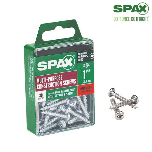 SPAX No. 8 x 1 in. L Phillips/Square Zinc-Plated Multi-Purpose Screws 30 pk
