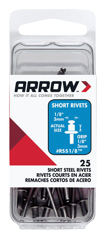 Arrow 1/8 in. D X 1/8 in. Steel Rivets Silver 25 pk