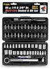 Performance Tool 1/4 and 3/8 in. drive Socket and Bit Set 60 pc
